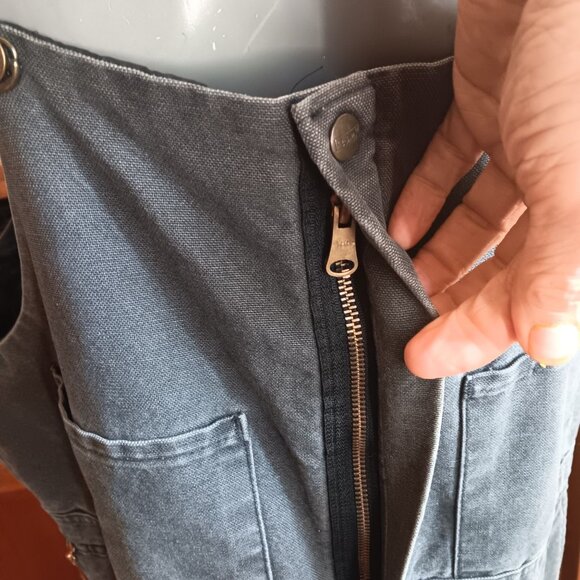 Large Short 38-40 Vintage Zero-Zone Walls Gray Insulated Work Bib Overalls  90s - Picture 8 of 11